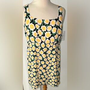 Diane Von Furstenberg Yellow and Black Floral Top